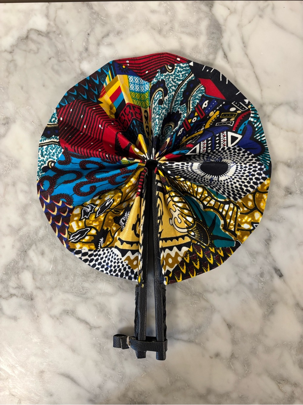 African Print Round Hand Fan - Multicolor